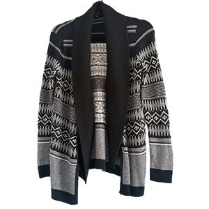 Talbots Black and White Geometric Cardigan Small